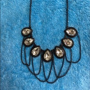 Dark metal & crystal necklace